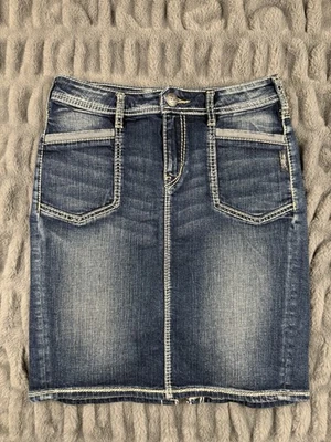 Falda vaquera plateada para mujer talla 26 azul envejecido hasta la rodilla Foto 1 de 4