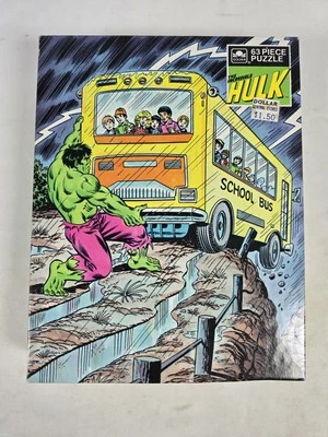 The Incredible Hulk Saves School Bus 100 piece 11.5" x 15" by Rainbow Works 1988 - Image 1 of 4