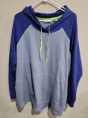 Sudadera con capucha estilo atlético Avenue Brand Plus 26/28 para mujer azul verde neón Foto 1 de 4