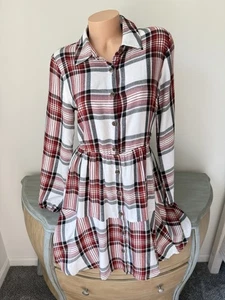 Maurices Flannel Shirt Dress L Long Sleeve Plaid Large Cabin Core Soft Tiered - Picture 1 of 9