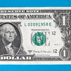 February 9, 1958 / 2 September 1958 (L 02091958 E) BIRTHDAY $1 One Dollar Bill - Picture 1 of 4