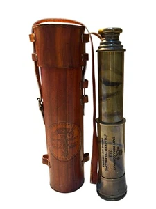 Antique Style Brass Telescope with Leather Box – Vintage Maritime Instrument - Bild 1 von 7