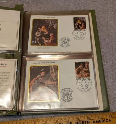 Scouting Through the Eyes of Norman Rockwell LIBERIA 1979 50 FDCs Stamp Album.  - Image 1 of 4