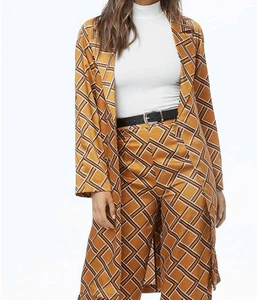 FOREVER 21 Women’s Geo Print Satin Duster Coat Size Large NEW - Picture 1 of 9