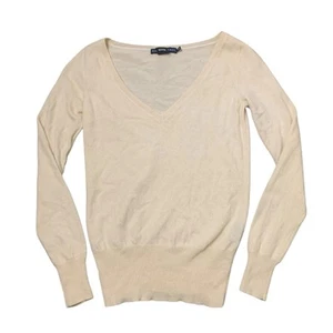 Ralph Lauren Womens Size Medium Wool Cashmere Sweater V Neck Cream Preppy 90s - Picture 1 of 7