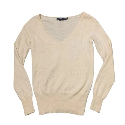 Suéter Ralph Lauren Mujer Talla Mediana Lana Cachemira Cuello en V Crema Preppy Años 90 Foto 1 de 4