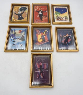 Lot of 7 New Orleans Jazz Fest Poster Postcards 1975-1981 Framed & Matted - Image 1 of 4