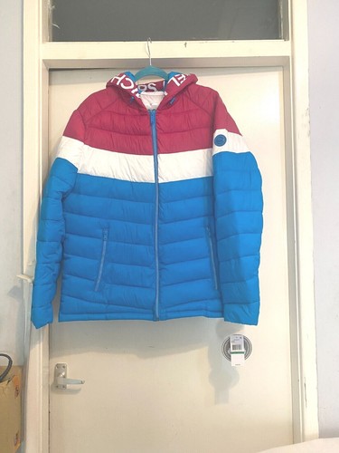 MICHAEL KORS Giacca Imbottita Uomo Rosa Multi 100% Nylon Impermeabile Cerniera £300