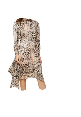 TOPSHOP IDOL PETITE Paisley Print Pussy Bow High Neck Hankie Midi Dress Size 4 - Image 1 of 3