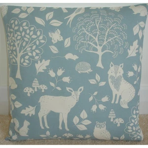 16" Cushion Cover Duck Egg Cream Fox Squirrel Rabbit Deer Owl Tree Wildlife NEW - Picture 1 of 1