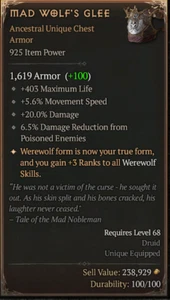 mad wolf's glee diablo 4 seasonal digital item 925 Ipower USA - Picture 1 of 1