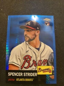 2022 Topps Chrome Platinum Spencer Strider Rookie Blue Prism #186