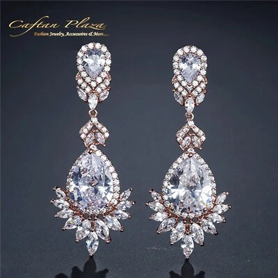 Pendientes de Lujo Pendientes de Circonitas AAA Cristales de Swarovski Stellux™ Oro Rosa Foto 1 de 4