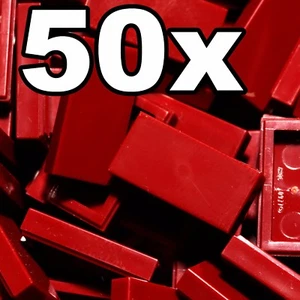 NUEVO LEGO - AZULEJOS - 1 x 2 - azulejos rojos oscuros x 50 - 1x2 azulejos planos lisos - Imagen 1 de 1
