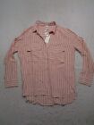 NEW Flawless Casual Button Shirt Womens L Large Orange Striped Long Pockets