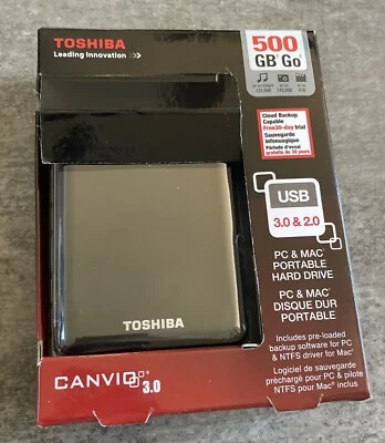 Toshiba Canvio 500GB USB 3.0 External Hard Drive HDD Tested New $60 - Image 1 of 2