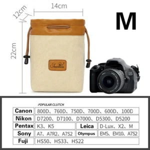 Waterproof Canvas Portable SLR Camera Lens Bag Vintage Soft Cover Case - Picture 1 of 16
