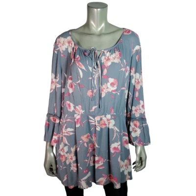 Pullover rosa Lane Bryant Peasant Top talla grande 18/20 manga campana cuello atado Foto 1 de 4