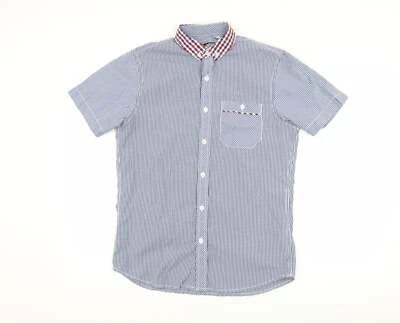 Twisted Soul para hombre azul a cuadros algodón con botones talla S botón con cuello Foto 1 de 4