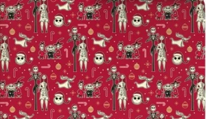 Papel de envolver sello Pesadilla antes de Navidad personajes en rojo 25 pies cuadrados - Imagen 1 de 5