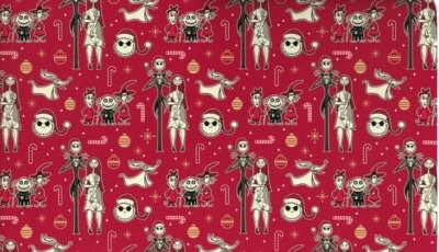 Hallmark Wrapping Paper Nightmare before Christmas Characters on Red 25 sq ft - Image 1 of 4
