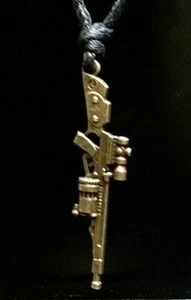 Rifle Gun Bronzed Pendant Gothic Biker adjustable cord necklace  - Picture 1 of 2