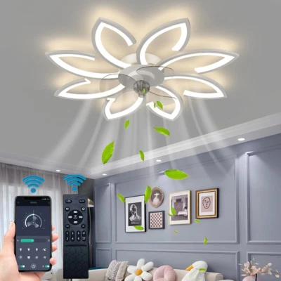 Ceiling Fan with Lights, 35'' Bladeless, Low Profile, Flush Mount, 3 Color Dimma - Image 1 of 4