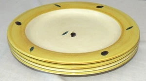 Williams Sonoma B. B. Bristol England FOUR 10.3/4 inch Yellow Rim Dinner Plates - Picture 1 of 4