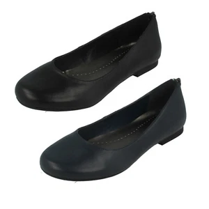 Ladies F9R0082 Slip On Smart/office/School Shoe Leather Collection SALE - Picture 1 of 19