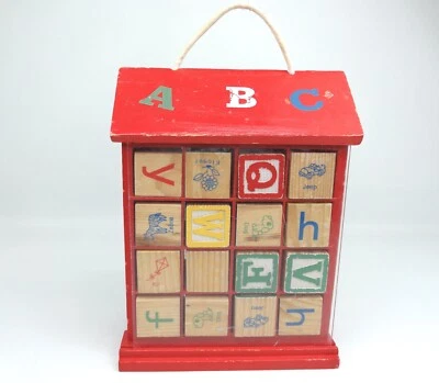 ABC Wooden House & Blocks 32 Colorful Wood Blocks Letters Numbers ABCs 123s - Image 1 of 4