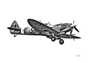 Supermarine Spitfire bbmf B&W canvas prints various sizes free delivery - Picture 1 of 2