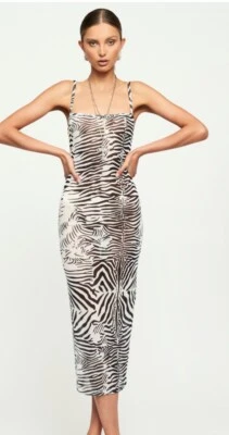 Vestido midi de malla con encanto estampado de cebra Lioness talla M Foto 1 de 3