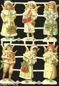 German Embossed Scrap Die Cut - Colorful Easter Christmas Angels EF7347 - Picture 1 of 1