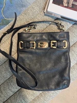 MICHAEL KORS Hamilton Pebble Leather Crossbody Purse Black - Image 1 of 4