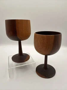 Mid Century Mod-Wood Goblets-Hand turned – Signed - 1970"s - SET of 4 - Picture 1 of 6