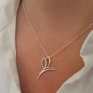 1.99Ct Round Lab Created Diamond Women's Butterfly Pendant 14k White Gold Plated - Picture 1 of 2