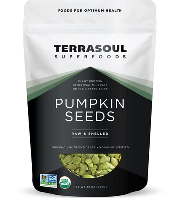 Organic Pumpkin Seeds, 2 Lbs - Premium Quality, Shelled, Raw, Unsalted - Image 1 of 4