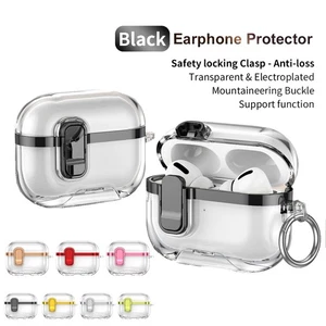 Estuche de bloqueo enchapado transparente con llavero y soporte para Airpods Pro 3ª 2025/2ª/4ª generación - Imagen 1 de 27