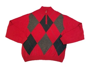 Alex Cannon Men’s Italian Wool 1/4 Zip Sweater Size L Red - Picture 1 of 8