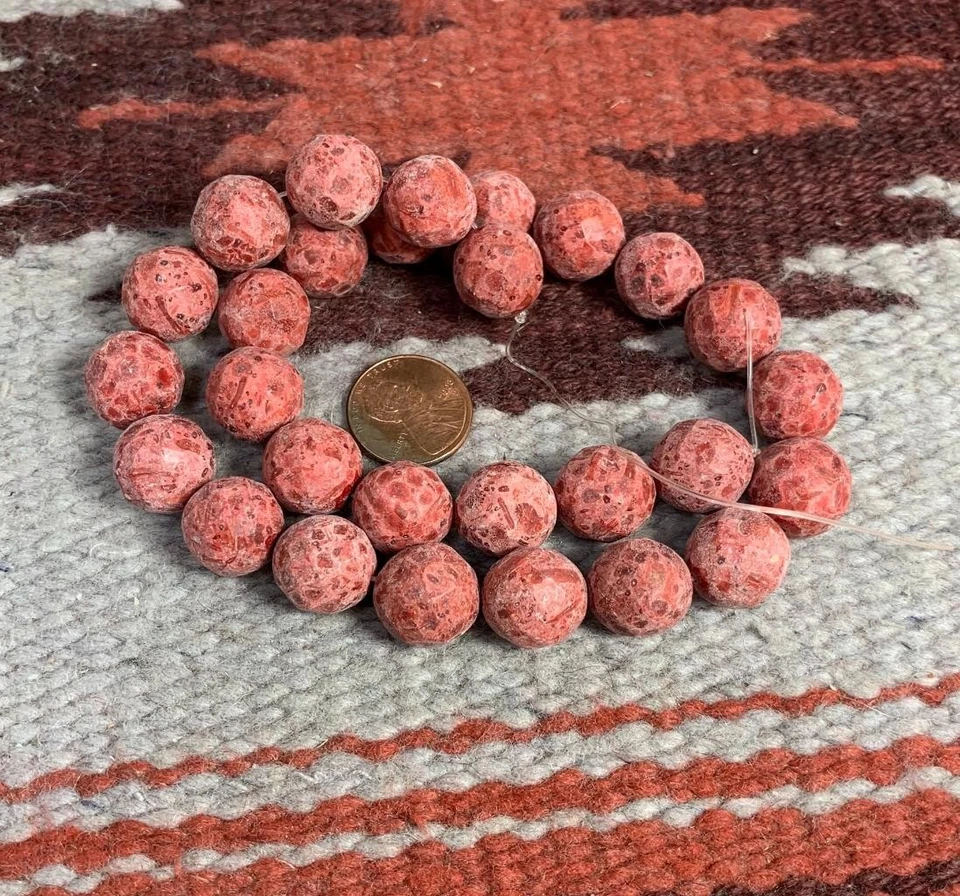 16" strand round coral  beads/14mm diameter (t705-w3) - Image 1 of 1