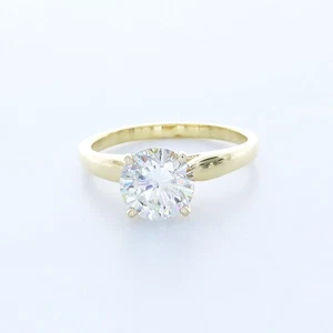 2ct E SI1 Round Earth Mined Certified Diamond 14k Gold Solitaire Engagement Ring - Picture 1 of 10