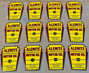 12X ALEMITE MOTOR OIL PORCELAIN ENAMEL SIGN BOARD SIZE 10"X7.5" INCHES SINGLE/S - Picture 1 of 3