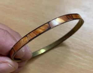 Brazalete Brazalete Madreperla Vintage Latón Naranja MOP 7,19 Gramos 7cm Largo (J) - Imagen 1 de 6