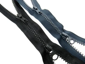 Two Way Open End Zip - Chunky Plastic (No5 Weight) Opens Both Ends Black/Navy - Picture 1 of 13