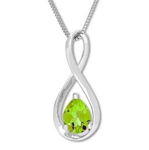 1CT Lab Created Peridot Infinity Drop Pendant Chain 14K White Gold Plated - Picture 1 of 4