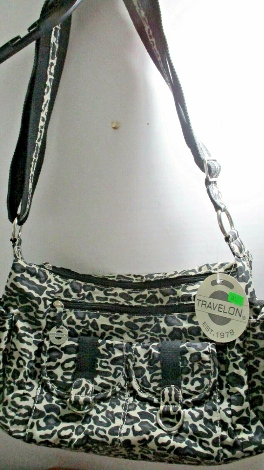 TRAVELON ~ леопард печать нейлона нести на дорожная сумка сумочка ~ новый с ярлыками - Изображение 1 из 4