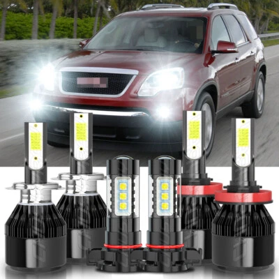 Para GMC Acadia 2007 2008 2009 - 2011 2012 6X Faro LED + Bombillas Antiniebla H&L Foto 1 de 4
