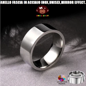 Anello,fascia,acciaio inox,punk,goth,argento,ring,rock,fede,unisex,hip hop,biker - Foto 1 di 7