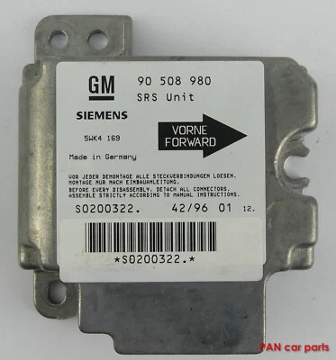 Opel Vectra B, anno 96, centralina airbag, Siemens 5WK4169, GM 90508980, S020032 - Immagine 1 di 4