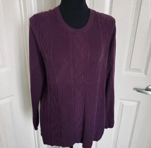 🍁 Solid Burgundy Basic Editions Cable-Knit Crew Neck Sweater Size M - Picture 1 of 4